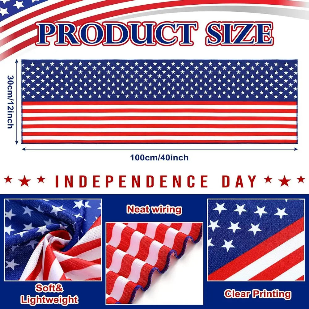 Patriotic Cooling Towel Set, 250th Anniversary, 40 x 12, Red White Blue, Ideal for 4th of July Celebrations