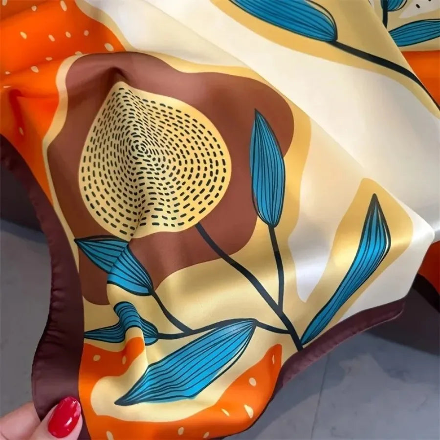 Polka Dot Printed Silk Scarf Women Elegant Versatile Headwear Bag Accessories Square