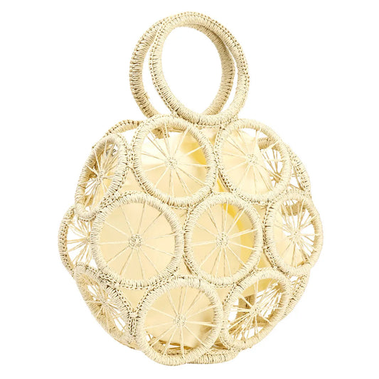Women's Large Woven Rattan Straw Beach Tote Purse