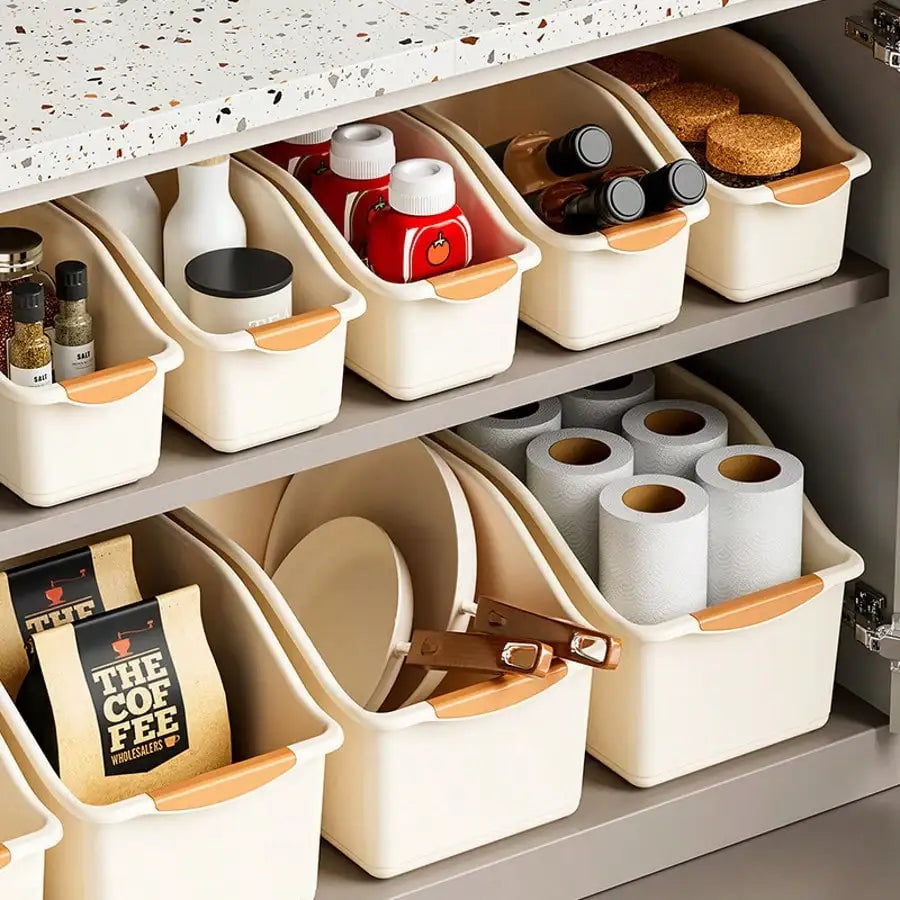 3-Piece Plastic Multi-Purpose Storage Set Curved Design Ideal For Home Organisation Perfect For Cleaning Products And Household Essentials Storage Boxes Baskets Home Organisation Containers