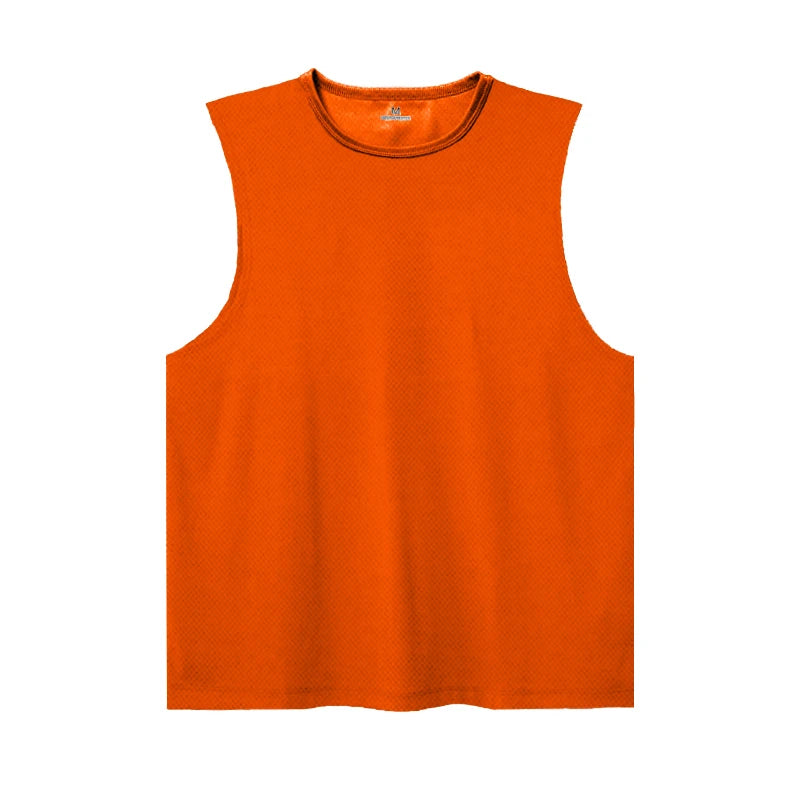 Summer Ice Silk Running Vest Men Sports Fitness Sleeveless T-shirt Quick-dry Mesh Gym T-shirt Breathable Plain Lovers Clothing
