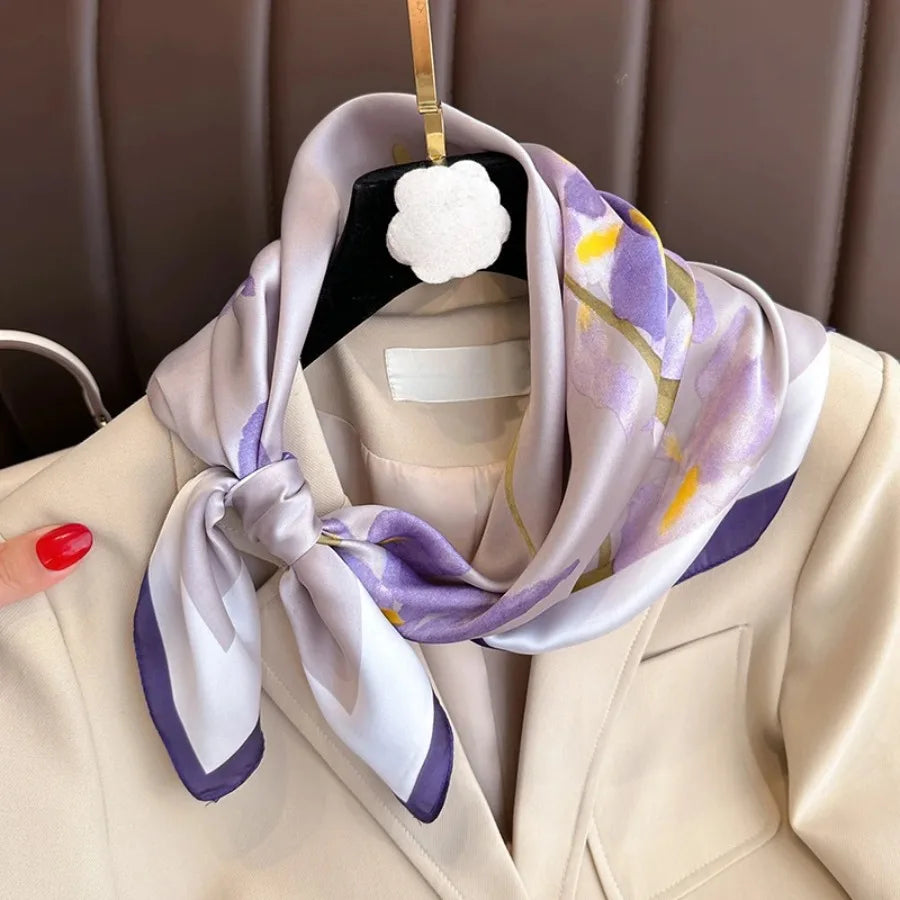 Women's Cotton Silk Satin Scarf Fashion Headband Hair Tie And Neckwear