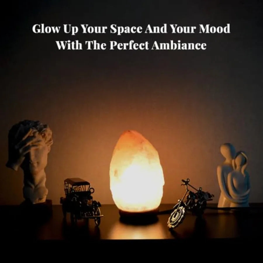 10 12 Inch Tall, 11 15 lbs Himalayan Pink Salt Lamp 100% Authentic Natural Hand-Carved Crystal Rock Salt Lamp with Wooden Base,