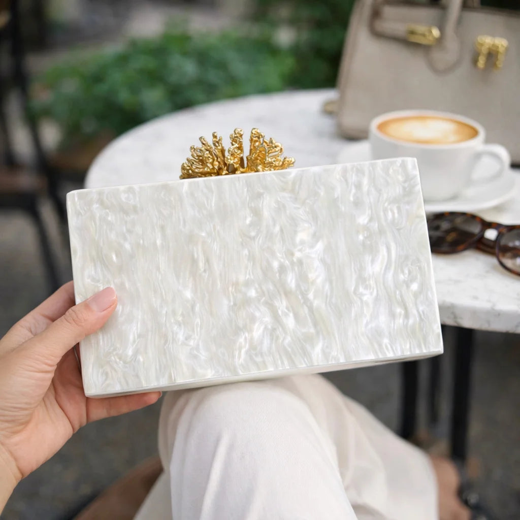 Luxury Acrylic Box Clutch Bag With Chain Strap For Women