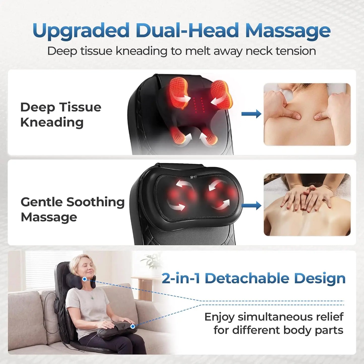HIMOUTA 3 In 1 Shiatsu Back Massage Cushion With Heat