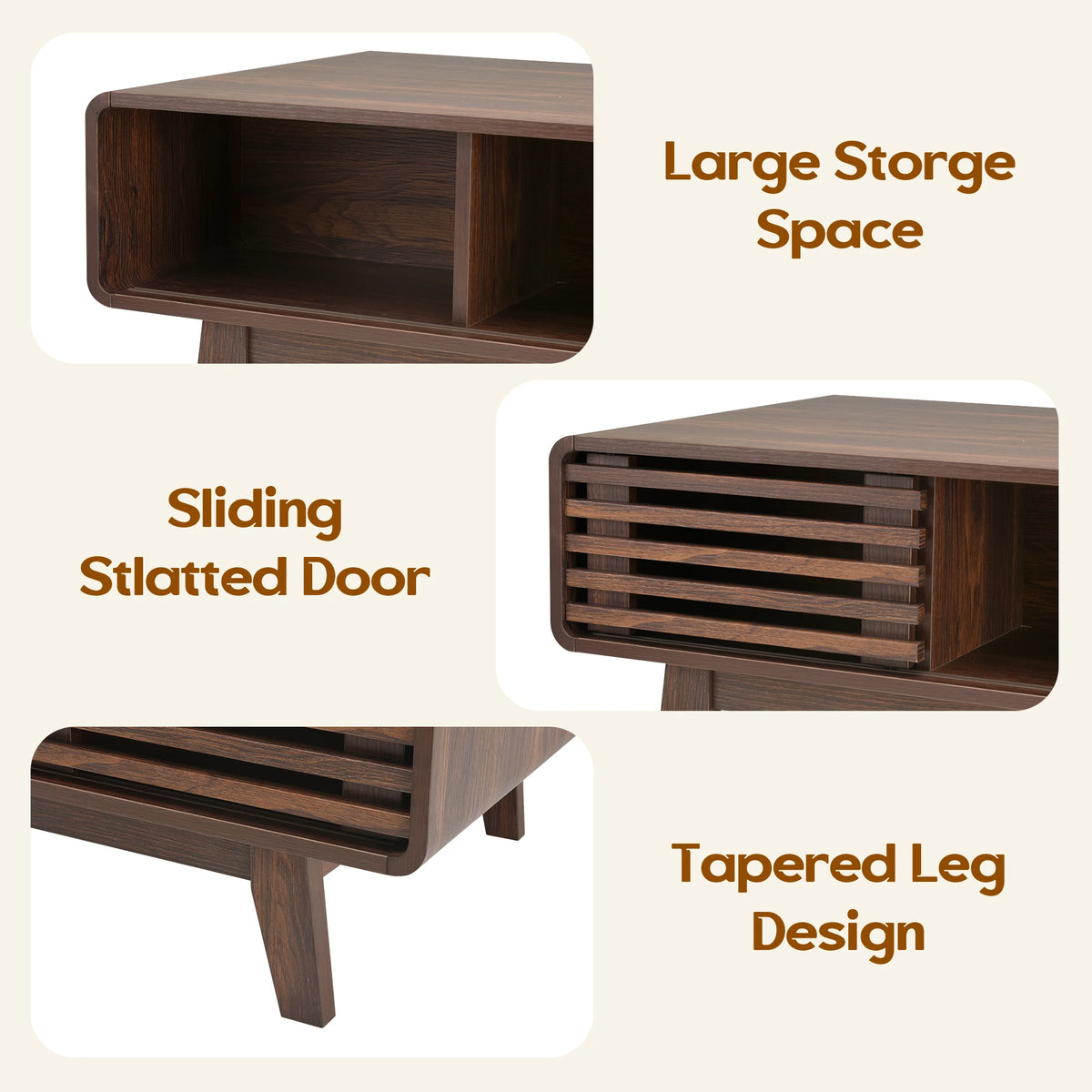 Mid Century Modern Farmhouse Coffee Table with Storage, Wood Table for Living Room, Farmhouse Style