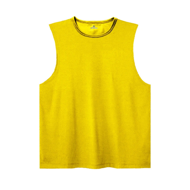 Summer Ice Silk Running Vest Men Sports Fitness Sleeveless T-shirt Quick-dry Mesh Gym T-shirt Breathable Plain Lovers Clothing