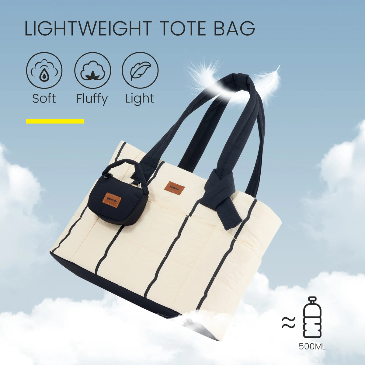 SHOWKOO Puffer Tote Bag for Women, Lightweight Quilted Tote Handbag with Mini Pouch, Nurse Bag for Travel College & Daily Use