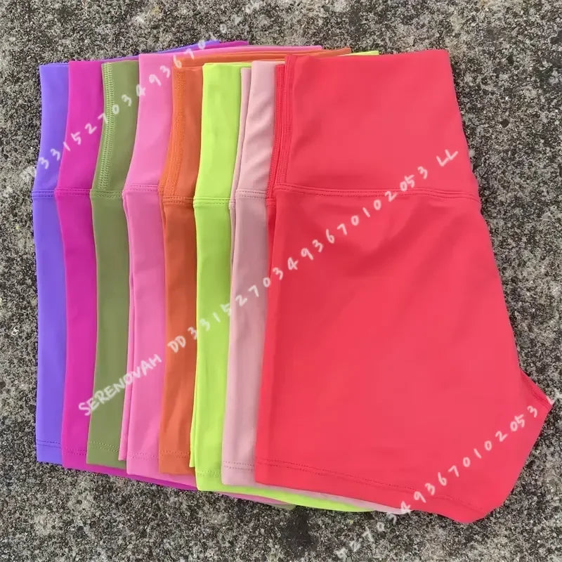 Solid Color Women Fitness Sport Shorts High Waist Athletic Yoga Short Leg Cycling Comprehensive Training Jogging Squat