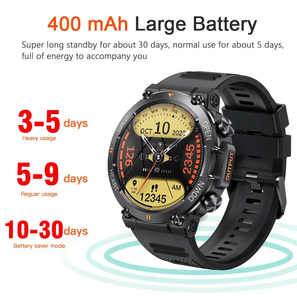 SENBONO Military Outdoor Smartwatch With 400mAh Battery And Bluetooth Call