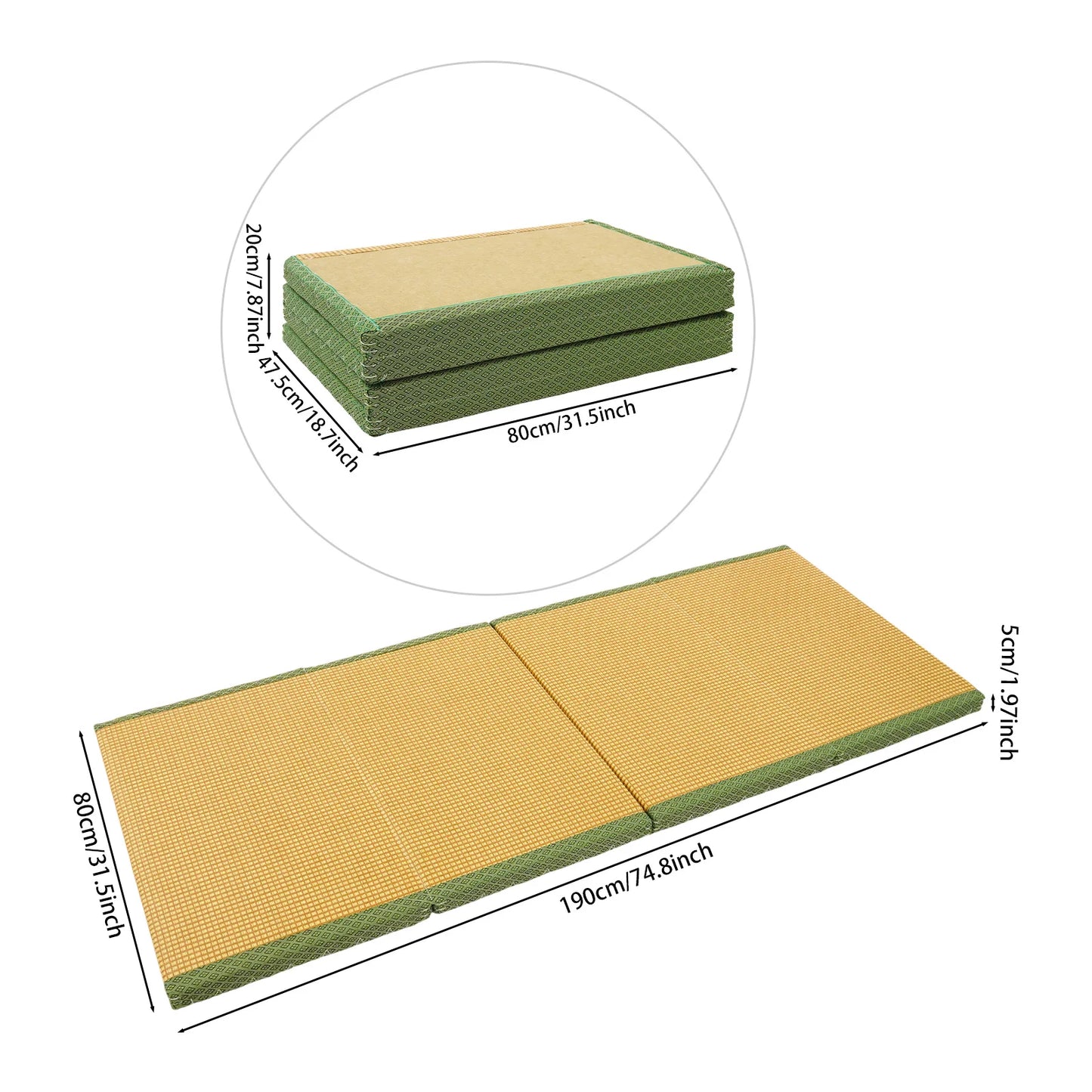 Artificial Rattan Foldable Floor Mattress For Meditation And Living