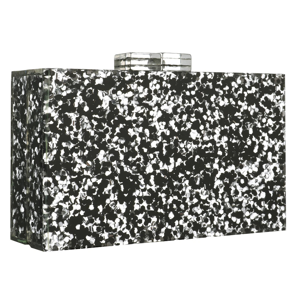 Women Handbags Evening Banquet Party Clutch Bag Rectangle Multicolor Geometric Trend Designed Acrylic Bags Chain Crossbody Bag