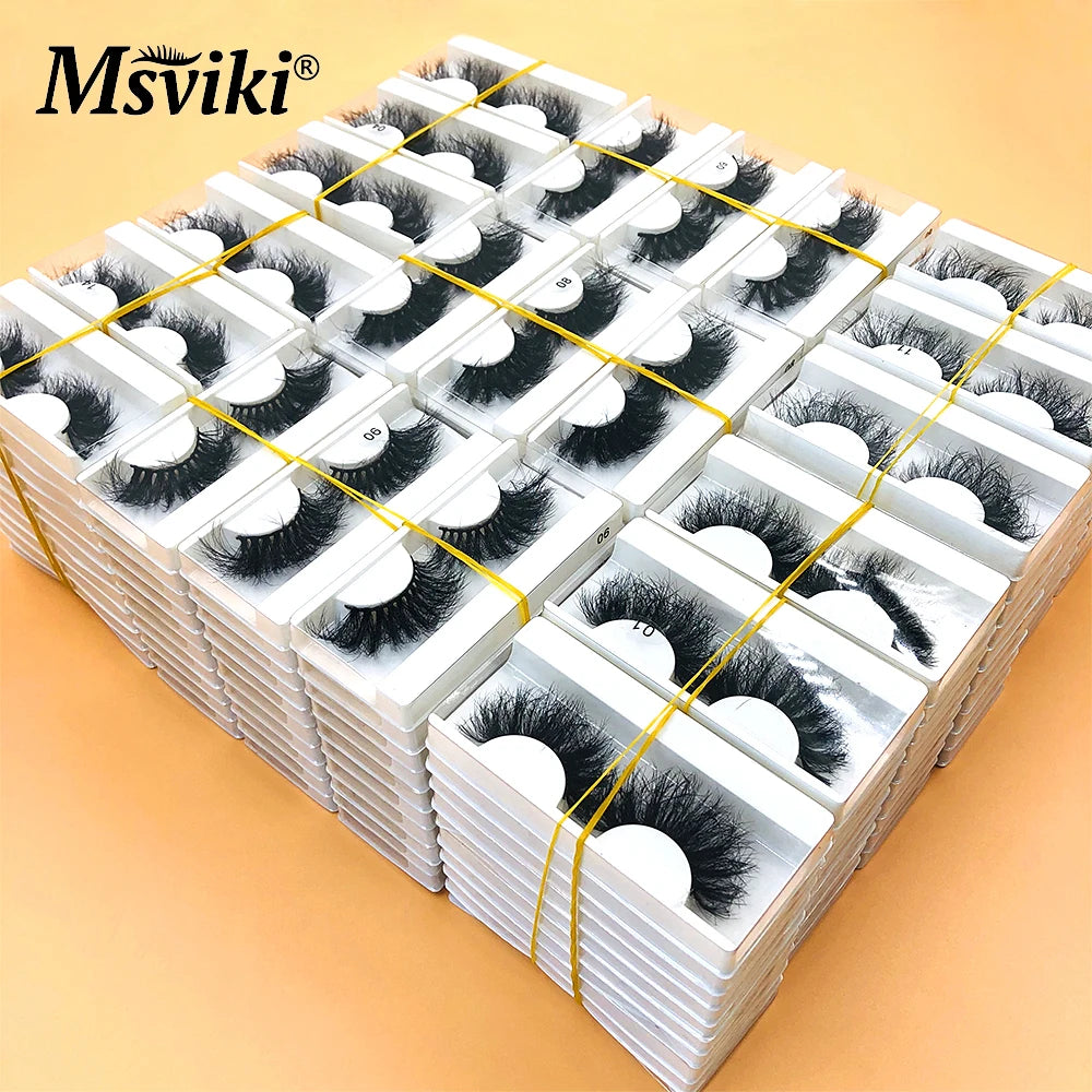 Messy 3D 5D Mink Lashes Bulk Wholesale Fluffy 22-25MM Mink Eyelashes Box Package Handmade Thick False Eyelashes Supplies Makeup