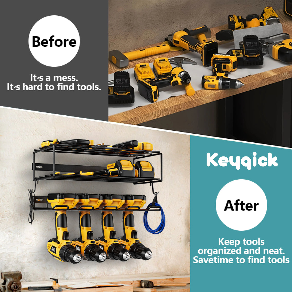 Heavy Duty Wall Mounted Power Tool Storage Rack Organizer