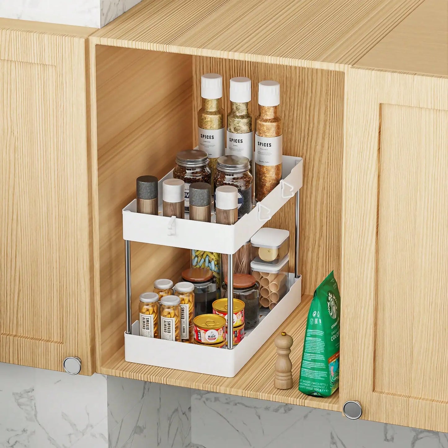 3 Pcs Bathroom Sink Storage Shelf Set, Countertop Vanity Organizer Rack, Multi-Purpose Cosmetics Display Stand for Kitchen & Bathroom, S/M/L Sizes
