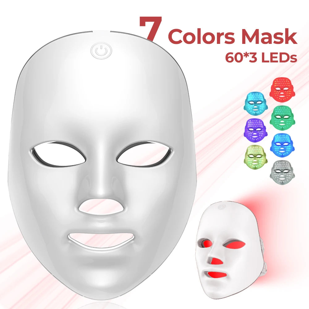 7 Colors LED Face Light Mask Rechargeable Skin Care Machine Red Light Anti-Wrinkle Rejuvenation Repair Skin Wireless Use