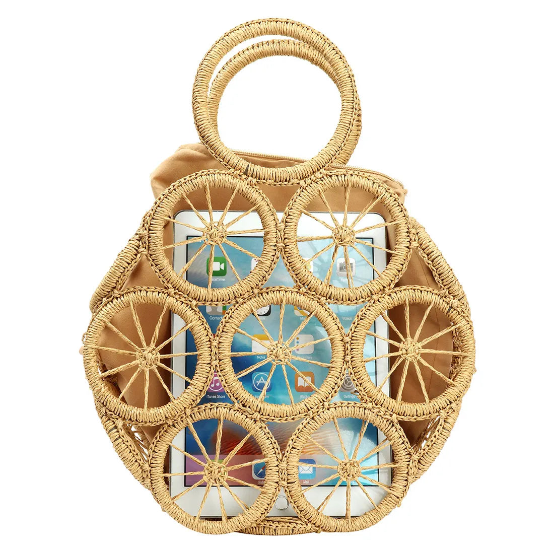 Women's Large Woven Rattan Straw Beach Tote Purse