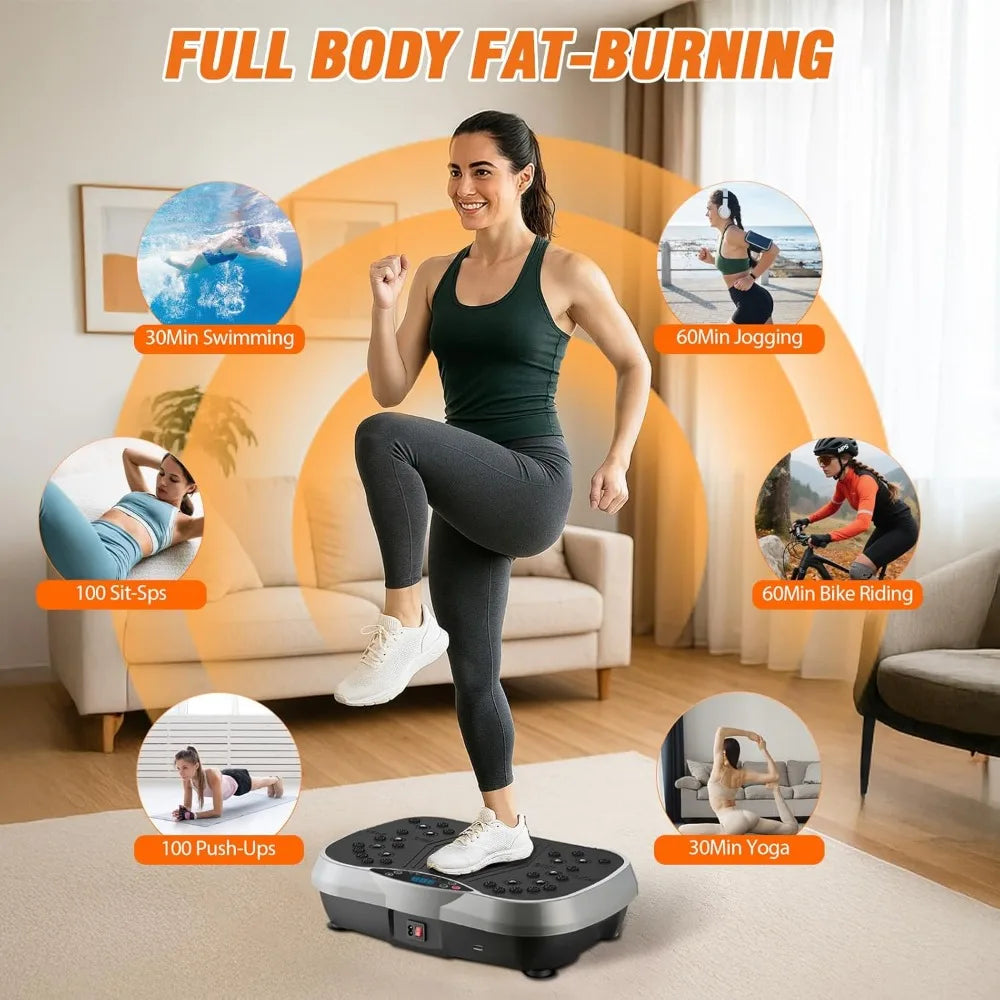 ALSO GO Vibration Plate Exercise Machine, 6 Workout Modes & 120-Level Vibration Platform for Weight Loss/Lymphatic Drainage