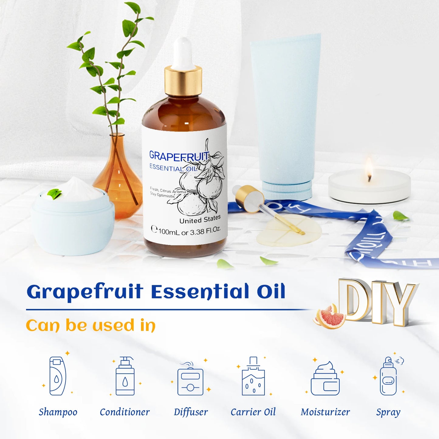 HIQILI Pure Essential Oil Rose Basil Vanilla Citronella Eucalyptus