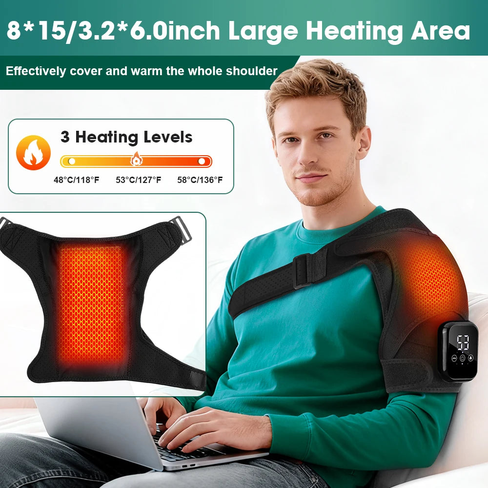 Pastsky Rechargeable Heated Shoulder Massager With Touchscreen And Timer