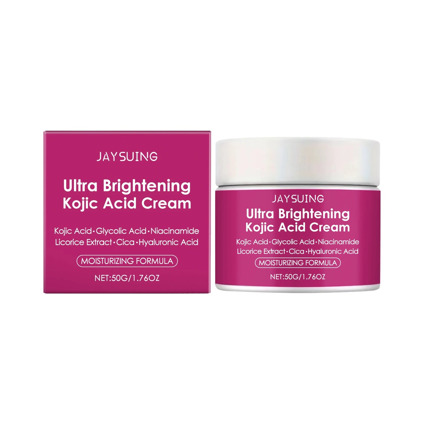 Jaysuing Kojic Acid Brightening Cream 50g Moisturizing Face Cream with Hyaluronic Acid Strengthen Skin Barrier Daily Moisturizer