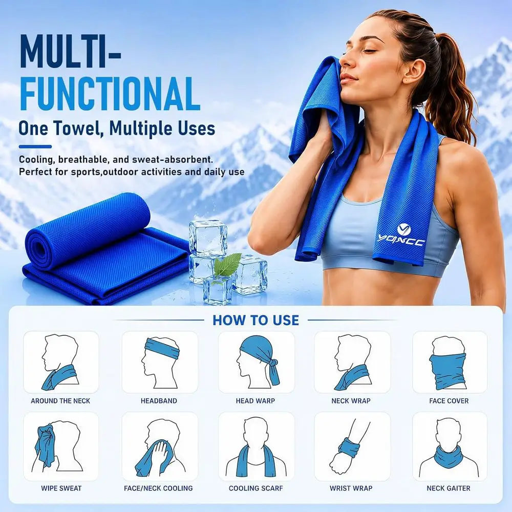 4 Pack Cooling Towels 40x12, Breathable Cool Rags for Gym, Yoga, Running, and Outdoors in Hot Weather