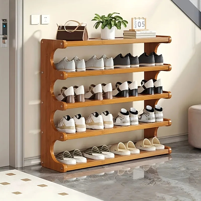 5/6-layer practical storage rack, shoe rack, space-saving design, multi-layer independent storage rack, wood grain finish, easy