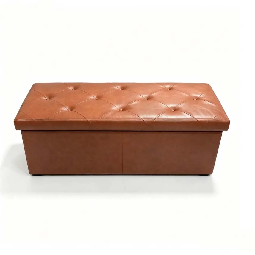 Large Tufted PU Leather Storage Ottoman Bench, Flip Top Hidden Storage Chest, Padded Shoe Bench Footrest for Entryway Bedroom Living Room, Water-Proof Wear-Resistant Storage Stool for Shoes Toys Blankets