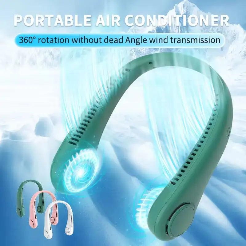 Wholesale Portable Hand Free Bladeless Wearable Fan 800mAH Rechargeable neck Fan Sport Outdoor Summer Personal Gift Fan