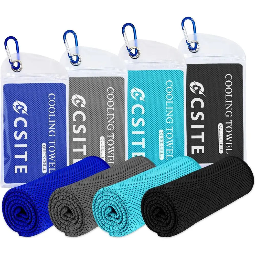 4 Pack Large Cooling Towels (47x12) for Hot Weather, Breathable, Ideal for Gym, Yoga, Running, Camping