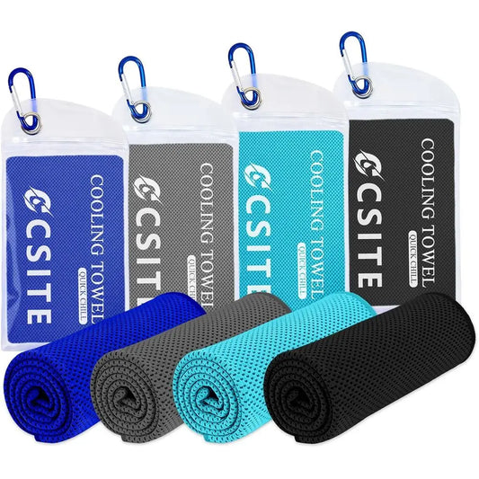 4 Pack Large Cooling Towels (47x12) for Hot Weather, Breathable, Ideal for Gym, Yoga, Running, Camping