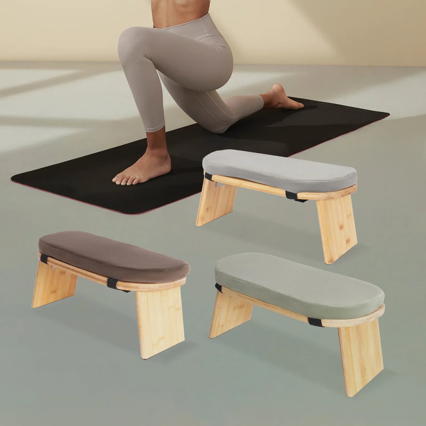 Bamboo Foldable Meditation Stool Freestanding Scratch Resistant