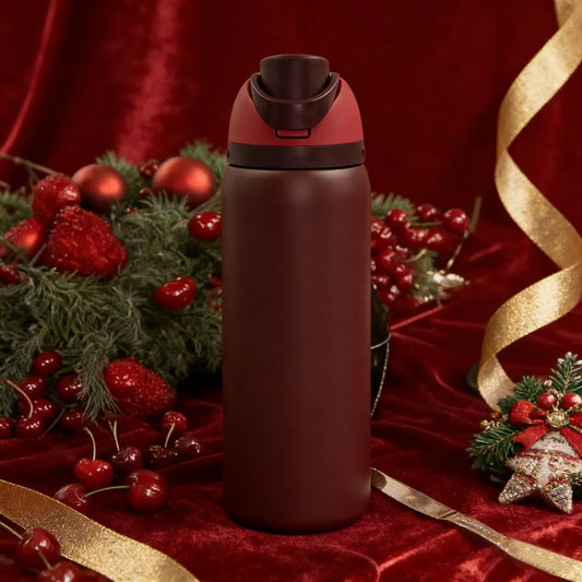 Owalaa black cherry 32oz/945ml stainless steel insulated water bottle with straw,for daily sports outdoor,perfect gift