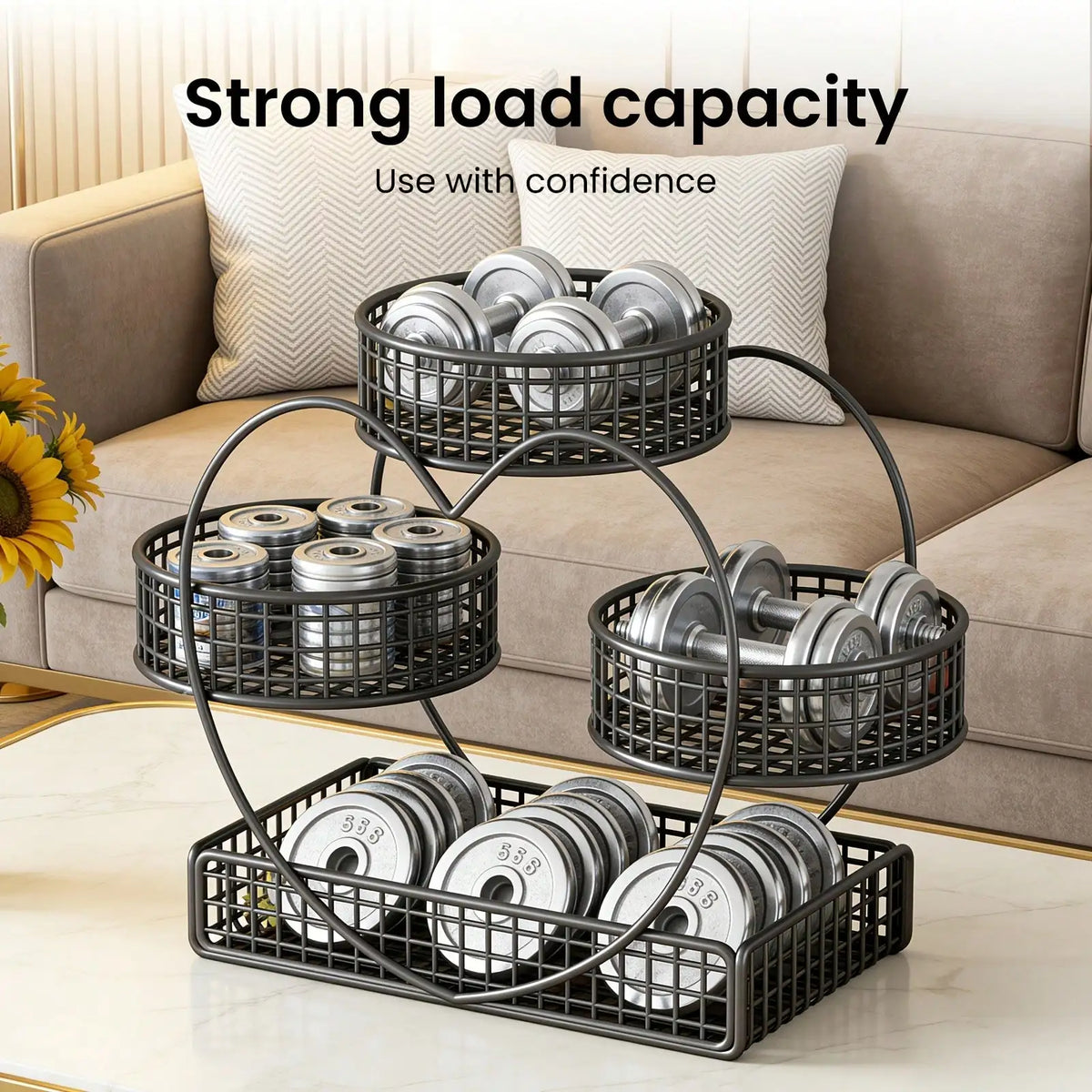 3 Tier Heart Shape Metal Makeup Organizer, Sturdy Vanity Storage Rack for Cosmetics Skincare, Countertop Display Stand for Bathroom Dresser