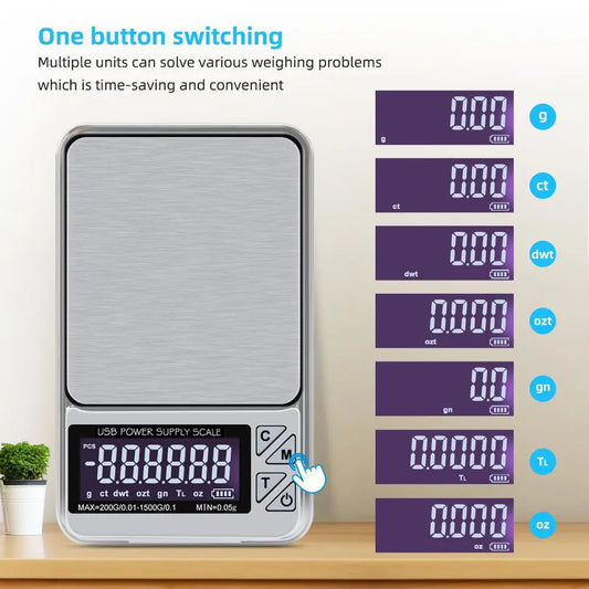 Multifunctional Pocket Scale - LED Digital Shows Digital Tiny Pocket Scale for Gram Food Jewelry Ounces/Grains Powder Weighing
