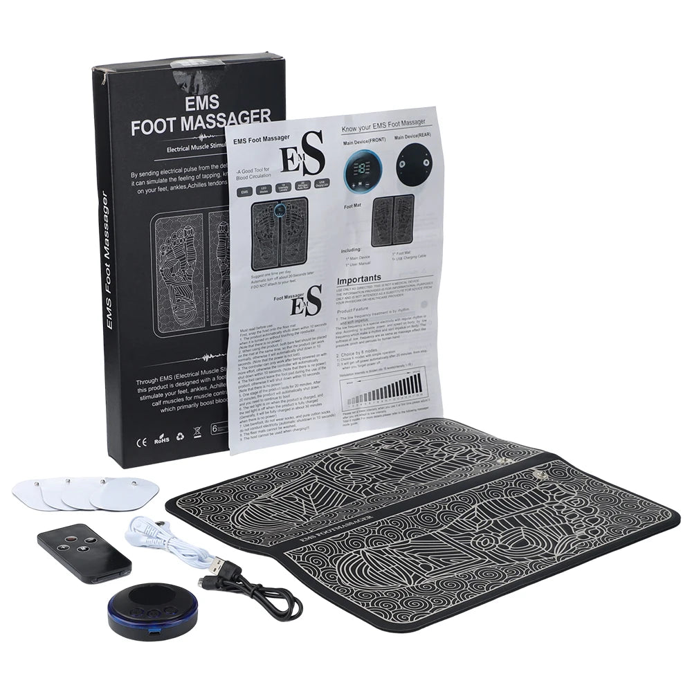 Smart EMS Foot Massger 8 Modes 19 Level Foot Massager Pad Blood Circulation Sport Home Relax Muscles Slim Legs Foot Pad