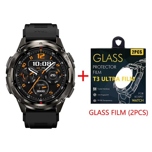 KOSPET TANK T3 Ultra 2 GPS Smart Watch for Men Bluetooth Call 5ATM IP69K Waterproof Men's Watch Stainless Steel Health Monitor