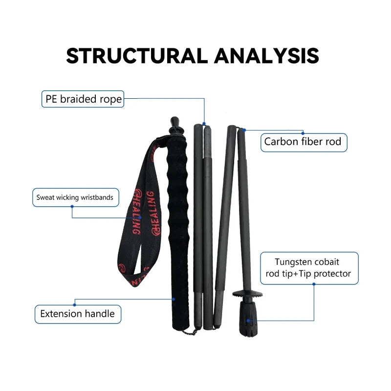 Okhealing Foldable Carbon Fiber Trekking Poles Ultra Light Hiking Sticks