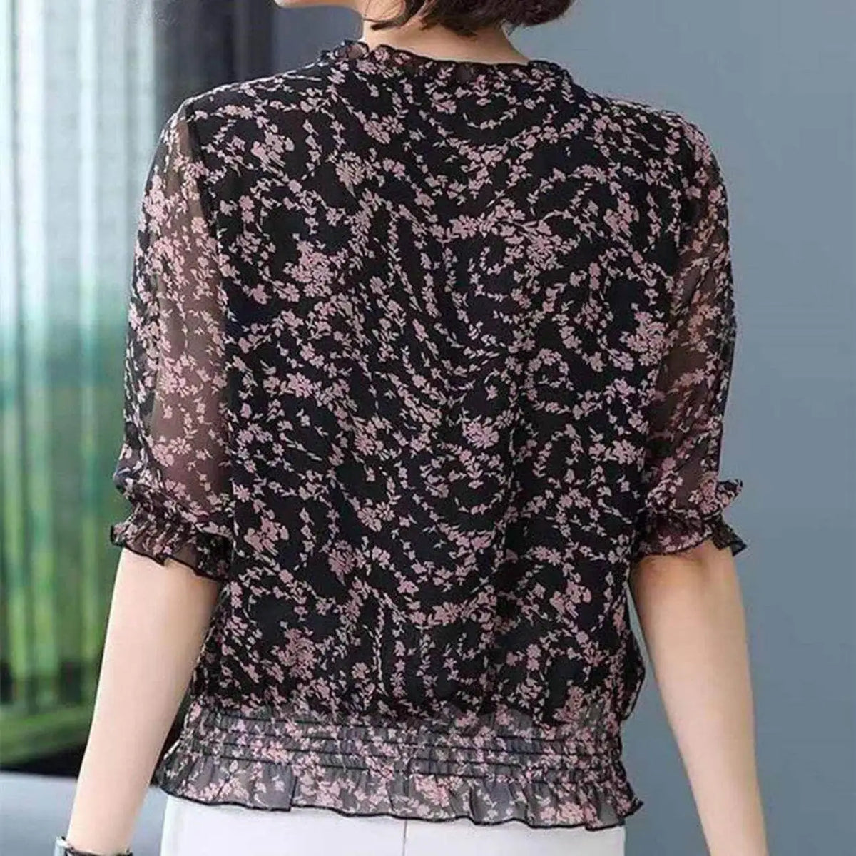 Bohemian Style Women's Summer Short-Sleeve Cropped Printed Top
