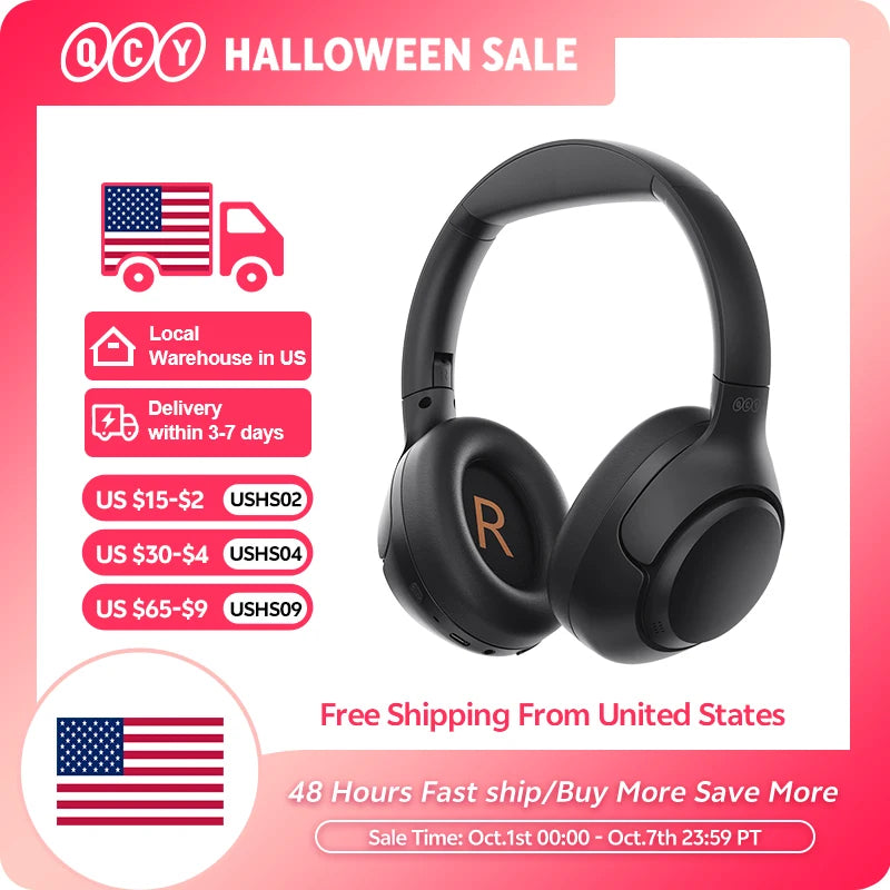 QCY H3 ANC Wireless Headphones Bluetooth 5.4 Hi-Res Audio Over Ear Headset 43dB Hybrid Active Noise Cancellation Earphones 60H