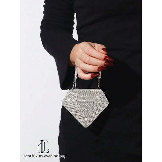 Vintage Crystal Heart Shaped Makeup Bag Clutch Purse