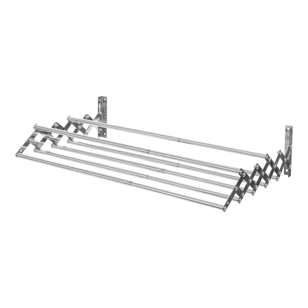 Stainless Steel Wall Mounted Clothes Drying Rack 40kg Load 7 Telescopic Rods Expandable Space Foldable Garment Organizer