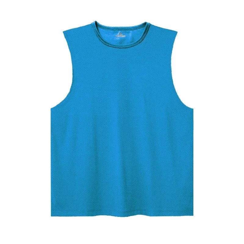 Summer Ice Silk Running Vest Men Sports Fitness Sleeveless T-shirt Quick-dry Mesh Gym T-shirt Breathable Plain Lovers Clothing