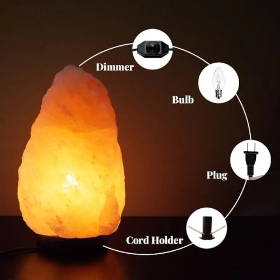 10 12 Inch Tall, 11 15 lbs Himalayan Pink Salt Lamp 100% Authentic Natural Hand-Carved Crystal Rock Salt Lamp with Wooden Base,