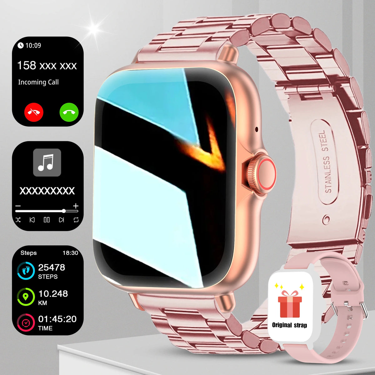 1.83" Full Screen Touch Screen Outdoor Sports Smart Watch for Men/Women,Wireless Calling/receiving, Multiple Sports Modes,Message Notifications,Suitable for Android & IPhone,  Ideal As A Gift