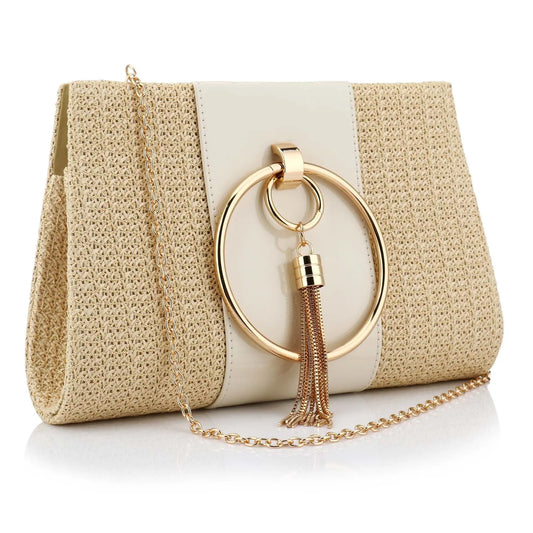 Elegant Women S Straw Square Evening Clutch Bag For Party