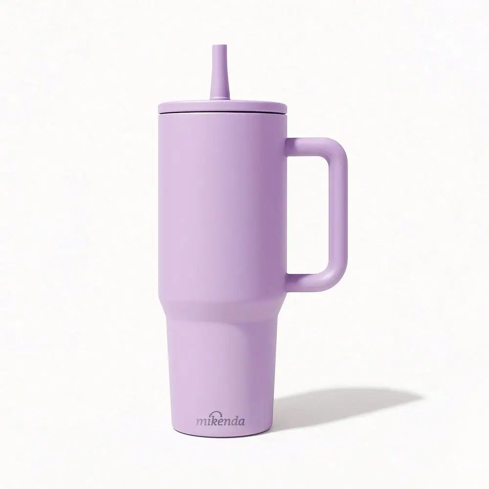 1Pc 40oz Leakproof Multicolor Cups, 304 Stainless Steel Thermal Insulated Coffee Mug With Handle, Travel Tumbler With Straw Lid