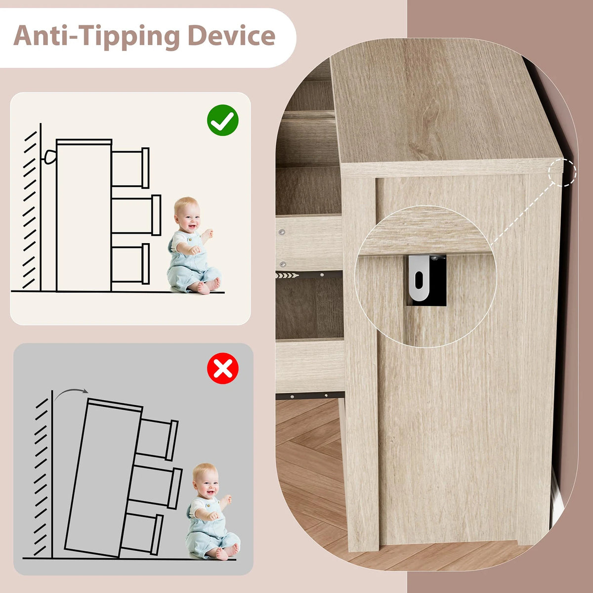 9 Drawer Dresser For Bedroom, Modern Handleless Wood Chest Of Drawers, Large Storage Cabinet For Living Room, Hallway and Entryway