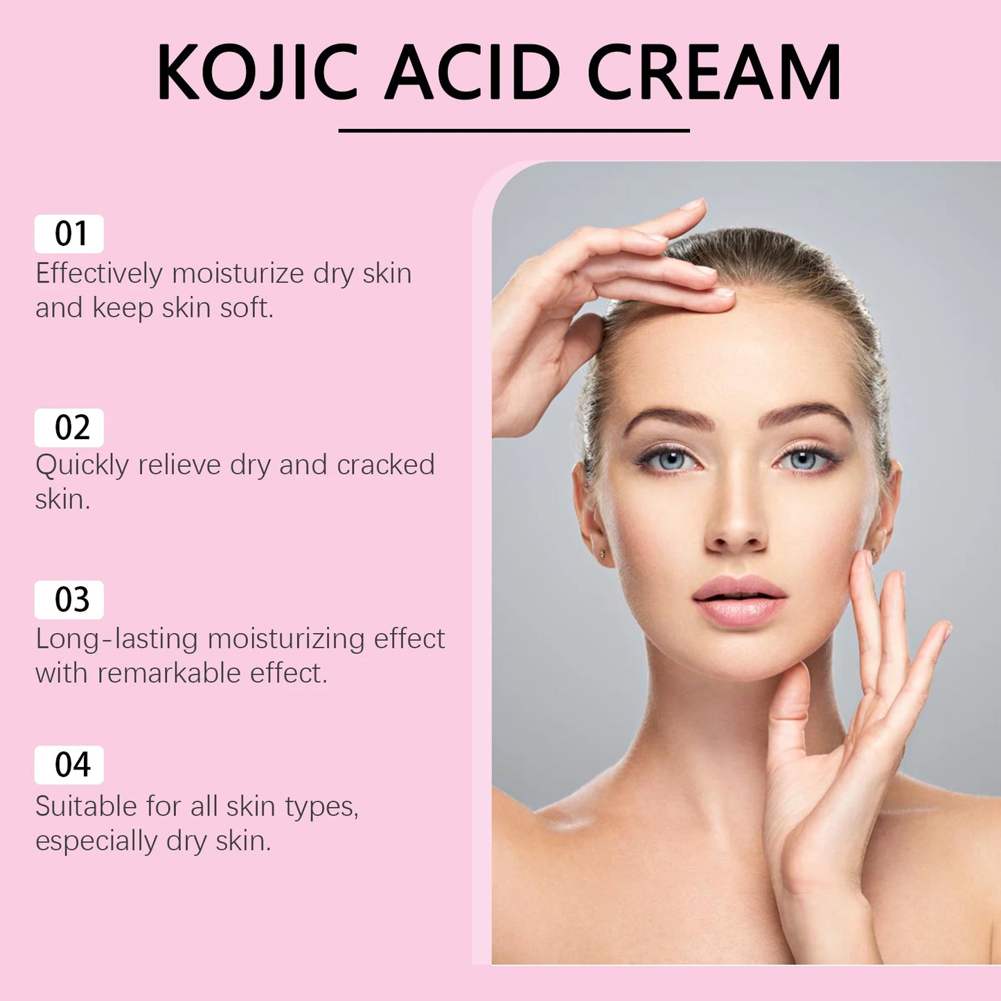 Jaysuing Kojic Acid Brightening Cream 50g Moisturizing Face Cream with Hyaluronic Acid Strengthen Skin Barrier Daily Moisturizer