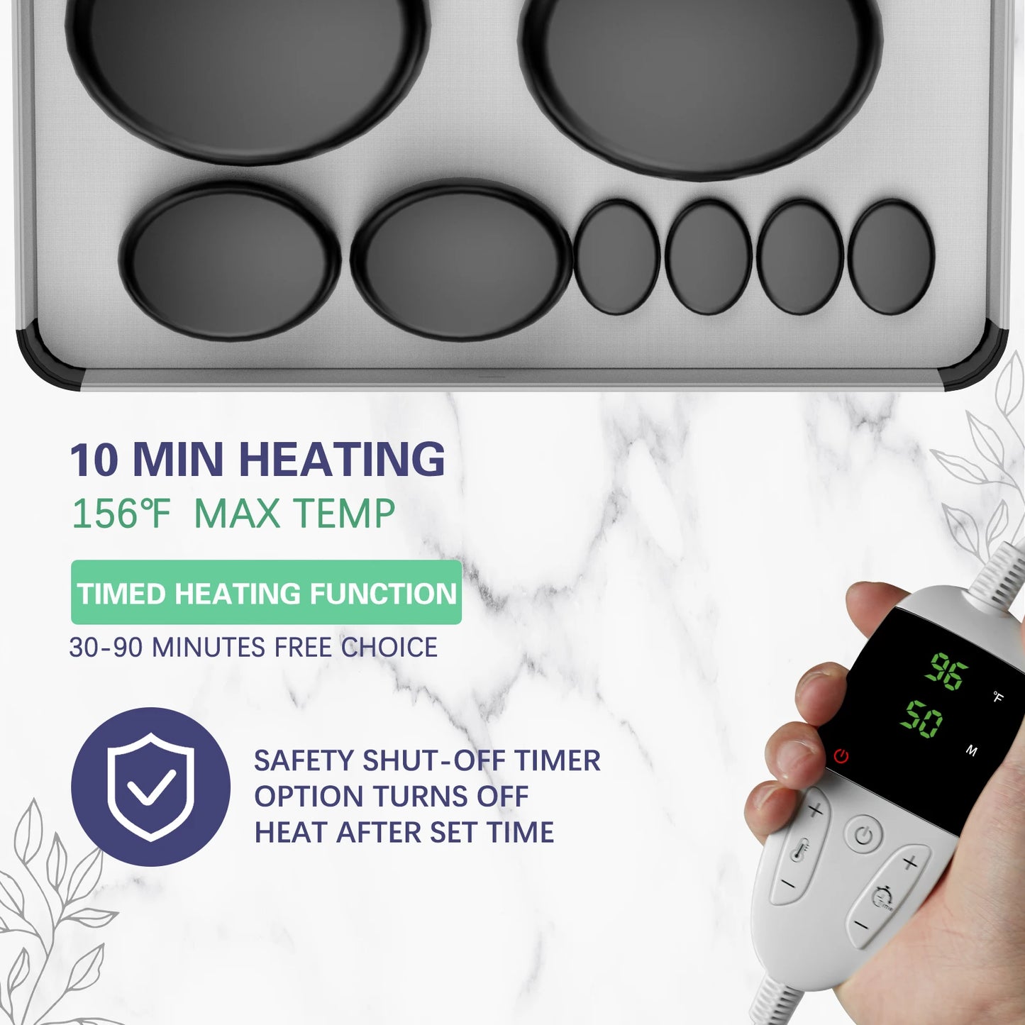 HolistHeal Hot Stones Massage Set With Temperature Adjustment Heater Kit
